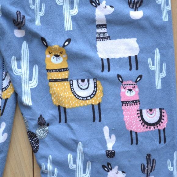 Llama Leggings Plus Size (Women's) Blue Yellow and White Soft Leggings - Picture 4 of 4